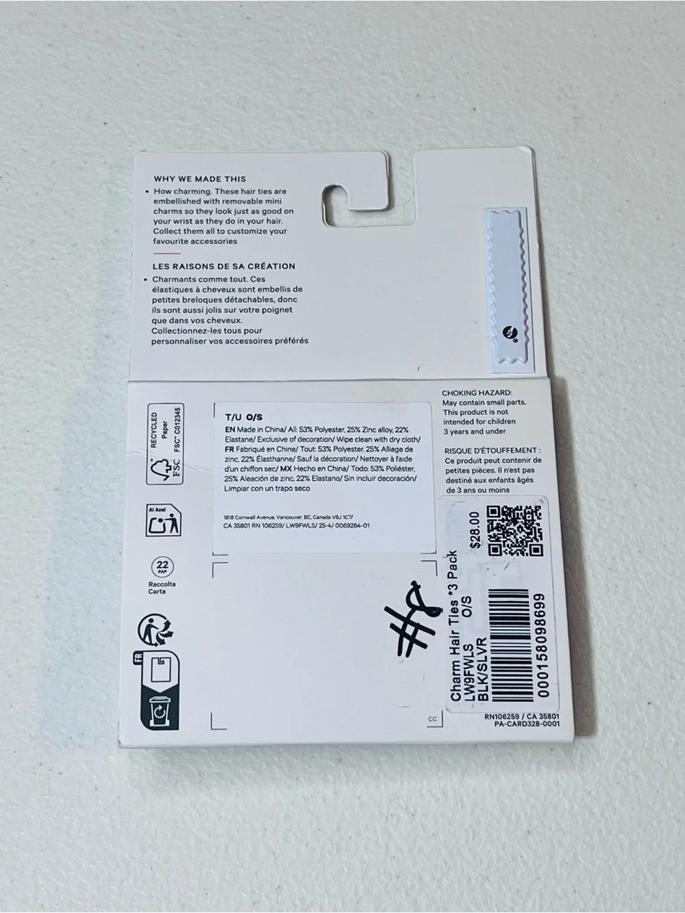 lululemon athletica Charm Hair Ties - 3 Pack NWT! MSRP $48